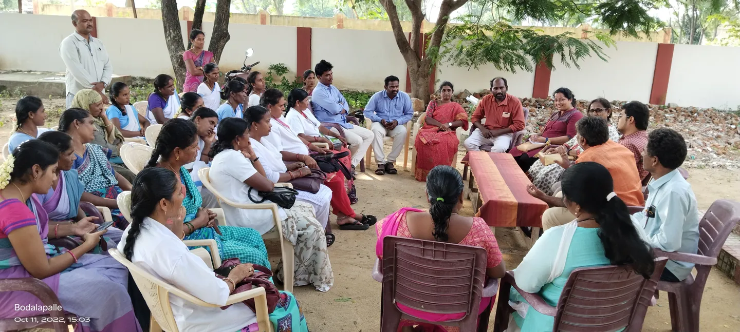 Community discussion during a CRY field visit